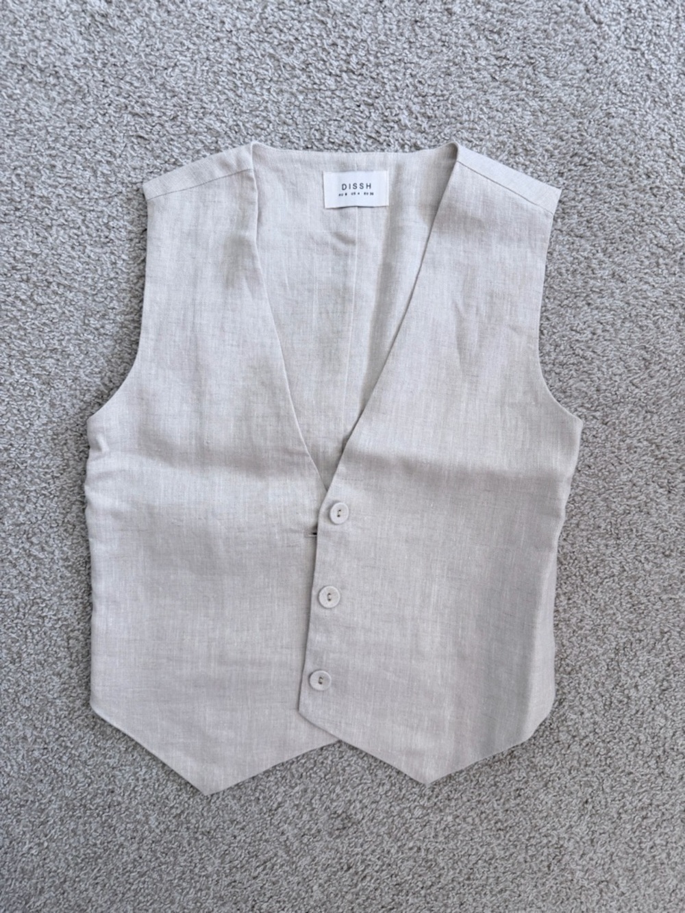 DISSH Beige Linen Button-Front Vest
